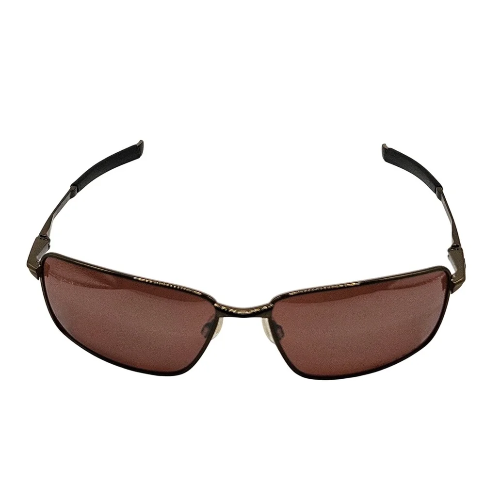 Oakley Splinter Sunglasses 12-979 Pewter Brown Polarized Rectangular Metal Frame
